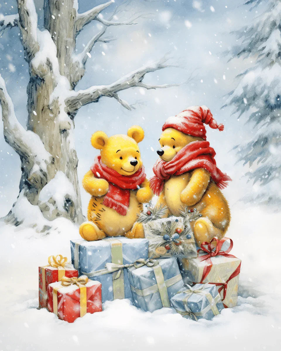 Christmas Bear and Gifts Paint by Numbers