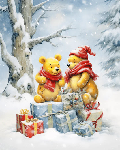 Christmas Bear and Gifts Paint by Numbers