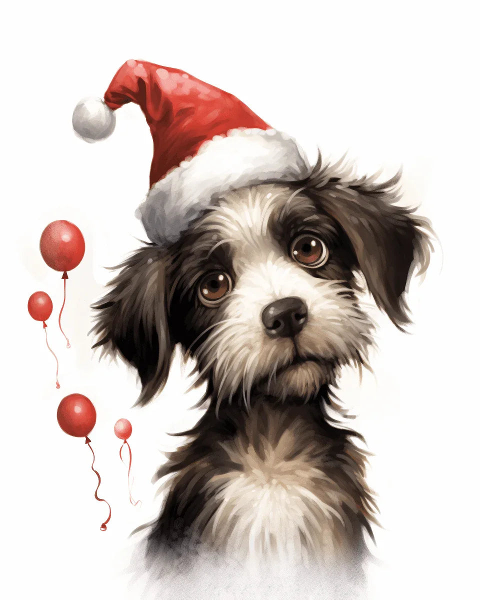 Christmas Dog and Balloon Paint by Numbers