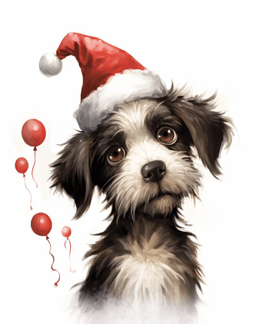 Christmas Dog and Balloon Paint by Numbers