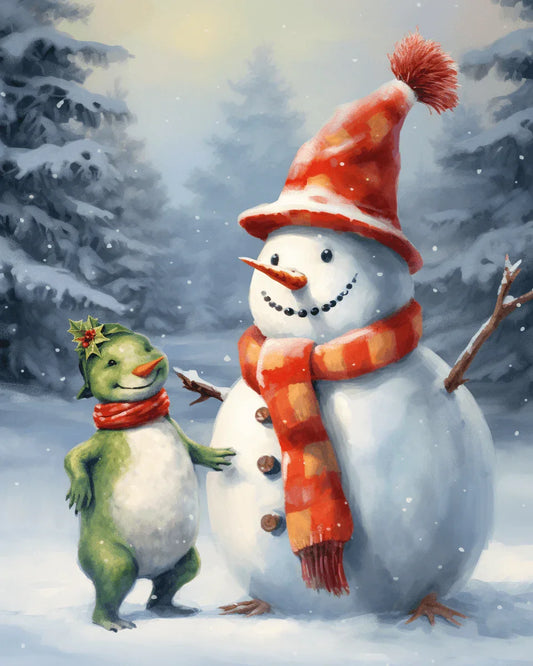 Christmas Snowman and Friend Paint by Numbers