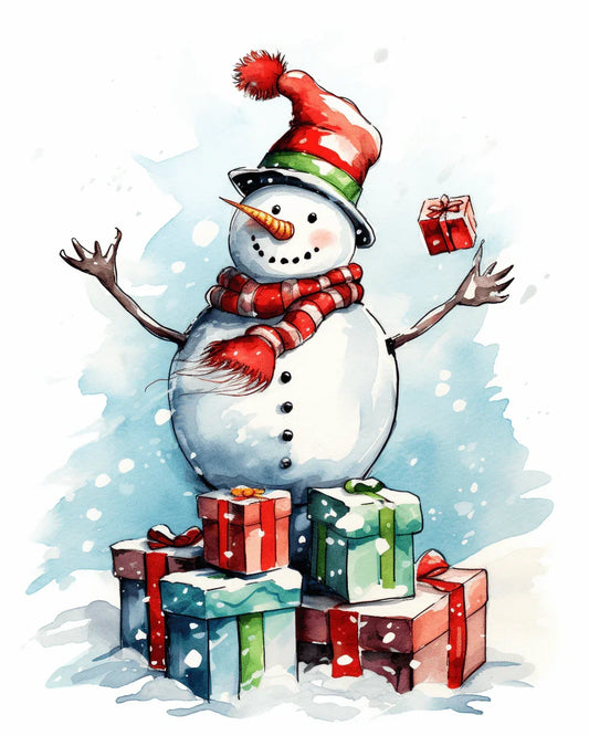 Christmas Snowman and Gifts Paint by Numbers
