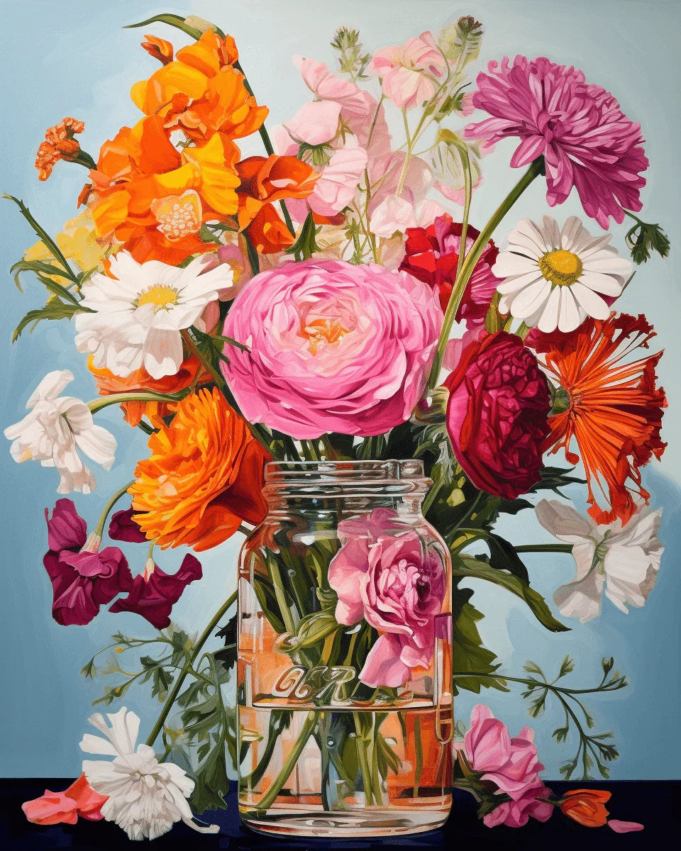 Colorful Bouquet in a Vase Paint by Numbers for adults