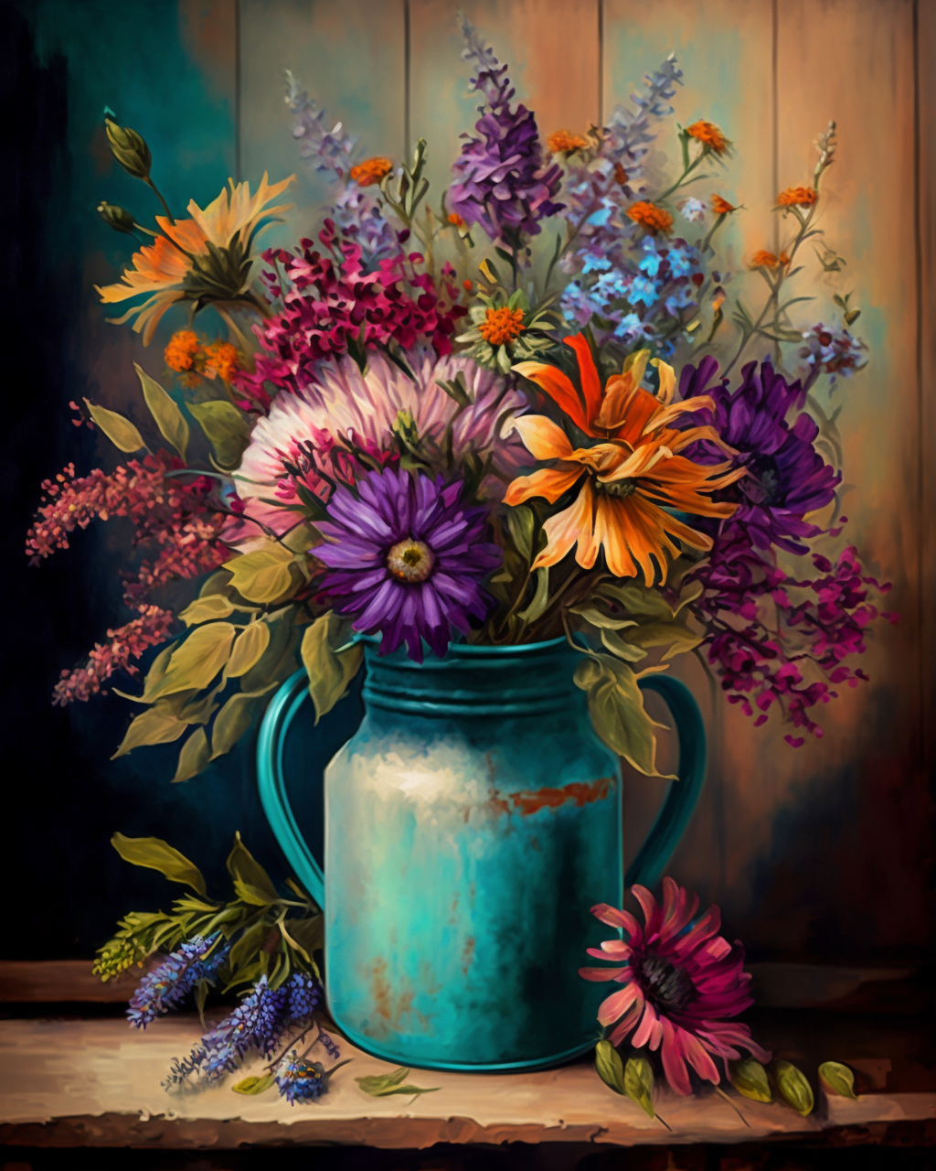 Colorful Bouquets in Blue Vase Paint by Number Free Shipping - Paintarthub