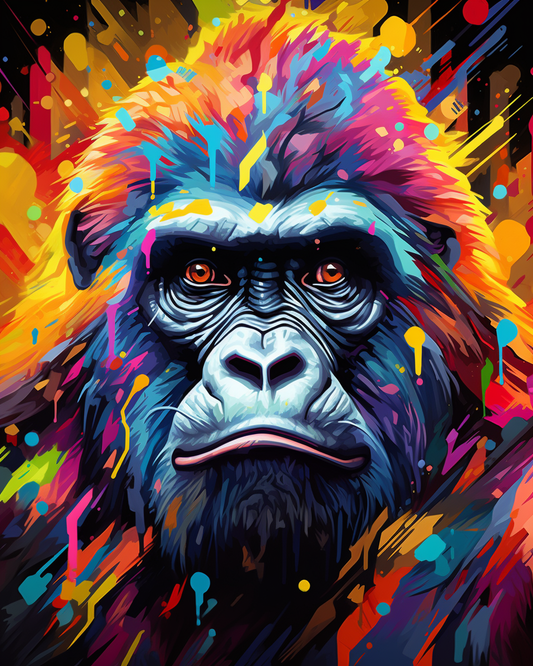 Colorful Gorilla Paint by Number Free Shipping - Paintarthub