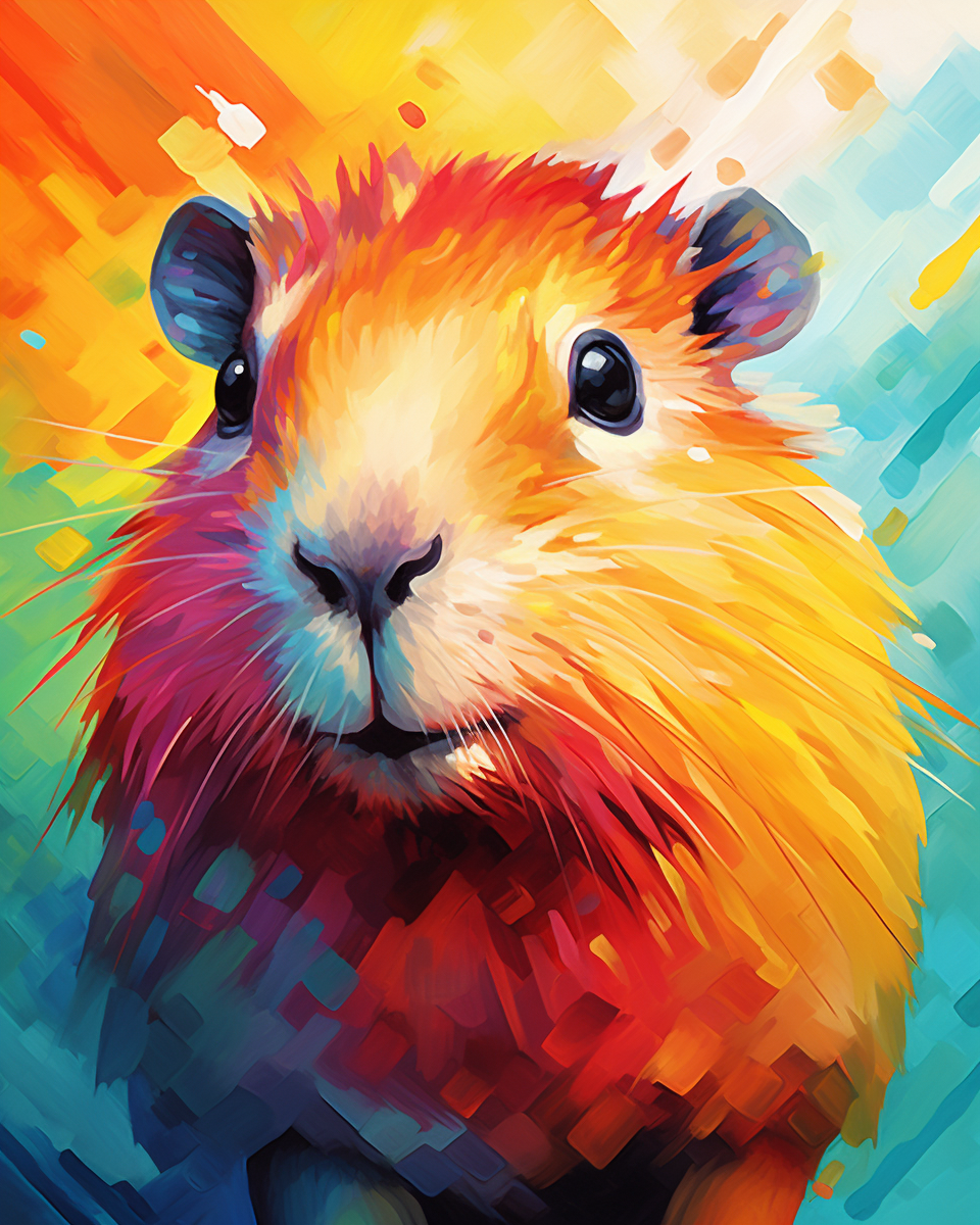 Colorful Guinea Pig Paint by Number Free Shipping - Paintarthub