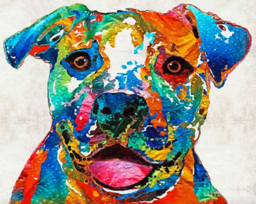 Colorful Staffy Dog Paint by Numbers Free Shipping - Paintarthub