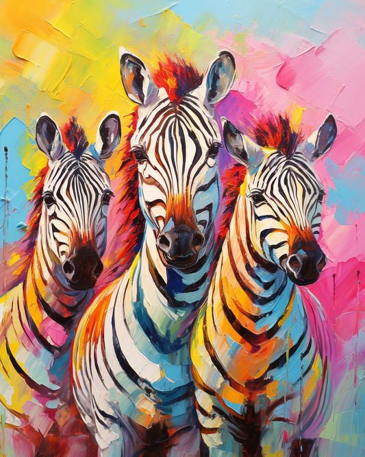 Colorful Zebras Paint by Number Free Shipping - Paintarthub