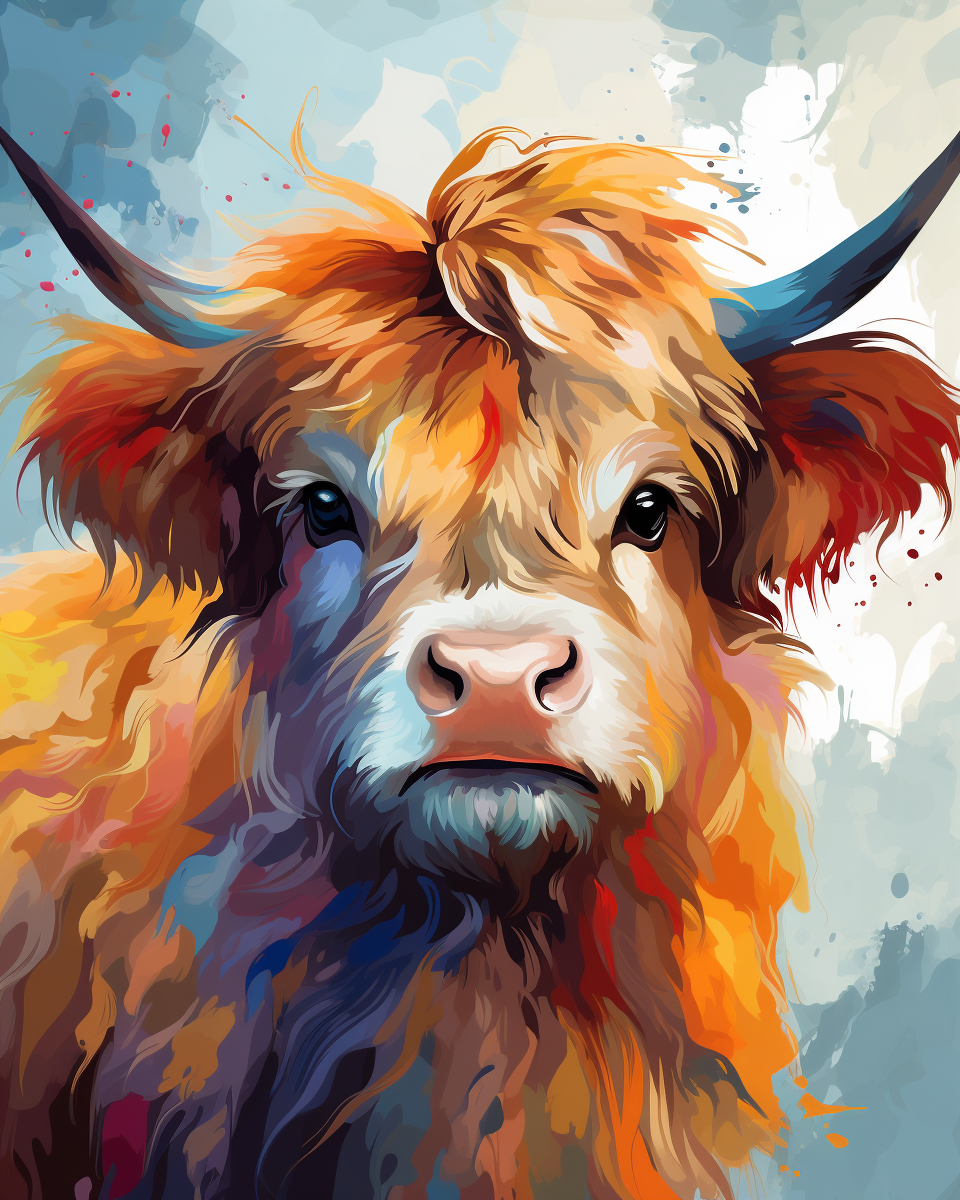 Cute Highland Cow Paint by Number Free Shipping - Paintarthub