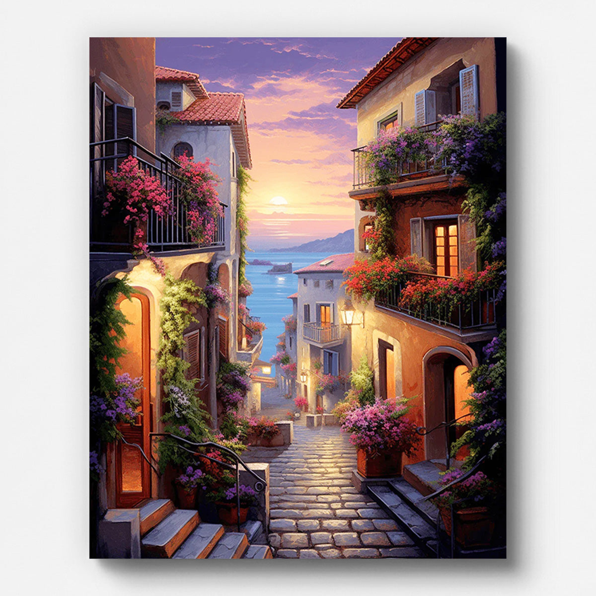 Ville fleurie – peinture par numéros sur toile tendue