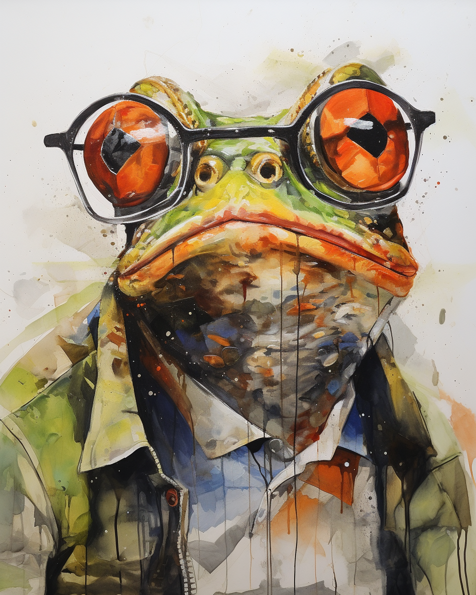 Frog Wearing Glasses Paint by Number Free Shipping - Paintarthub