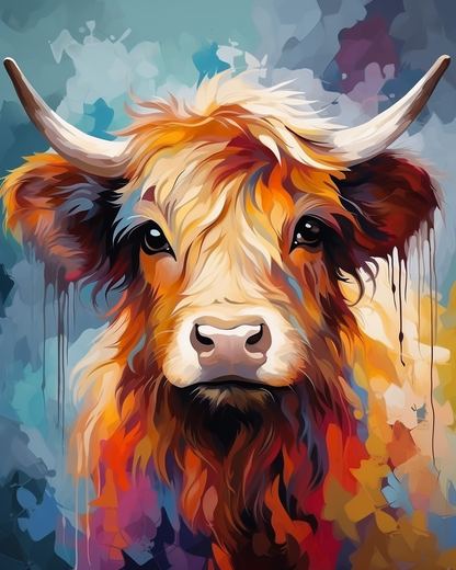 Highland Cow Cute Paint by Number Free Shipping - Paintarthub