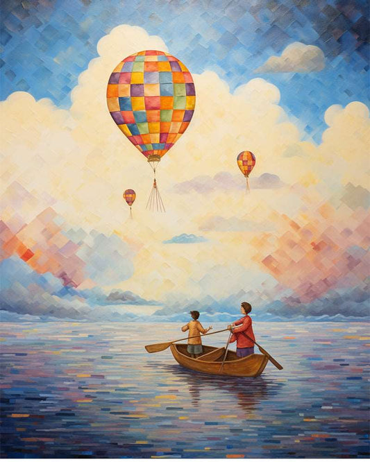 Hot Air Balloon and Small Boat Diamond Painting Free Shipping - Paintarthub