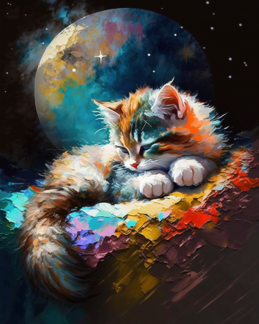 Kitten Under The Spotlight Paint by Number Free Shipping - Paintarthub