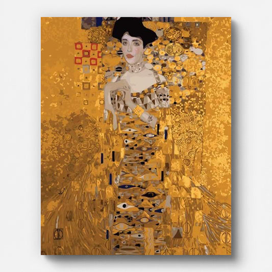 Klimt Portrait of Adele Bloch-Bauer I Paint by Numbers shown on a stretched canvas