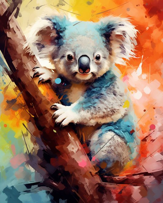 Koala in The Tree Paint by Number Free Shipping - Paintarthub