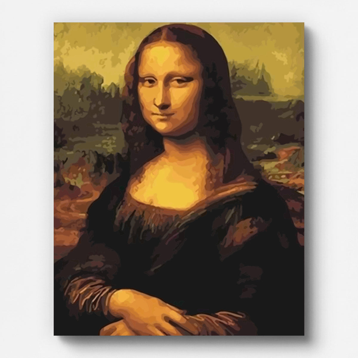 Leonardo da Vinci Mona Lisa Paint by Numbers shown on a stretched canvas