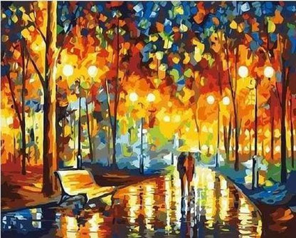 Leonid Afremov Evening Rain in the Park Paint by Numbers for adults