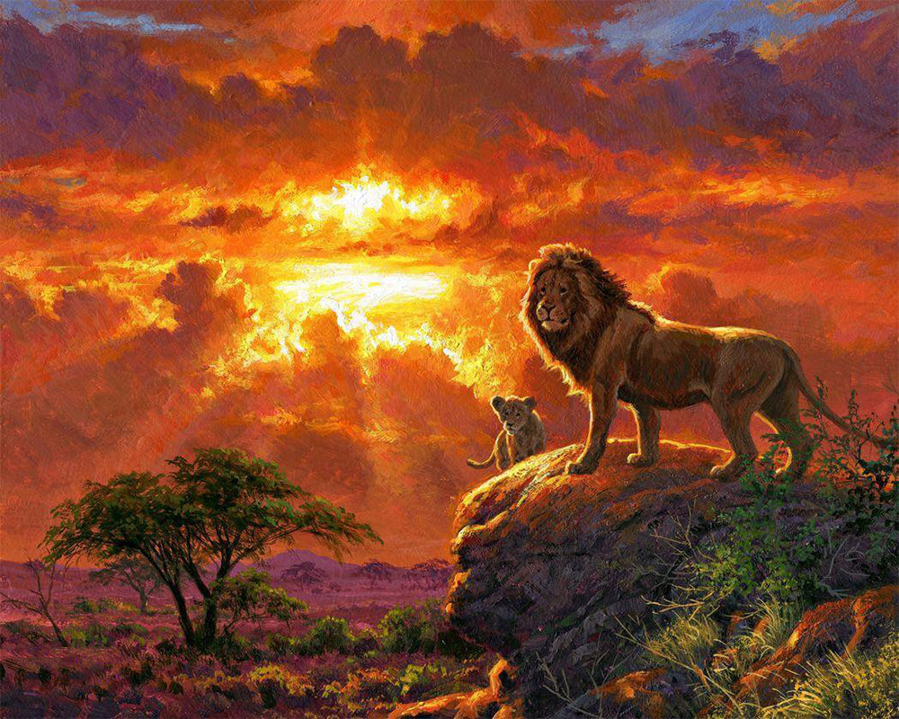 Lion and Cub at Sunset Paint by Numbers for adults