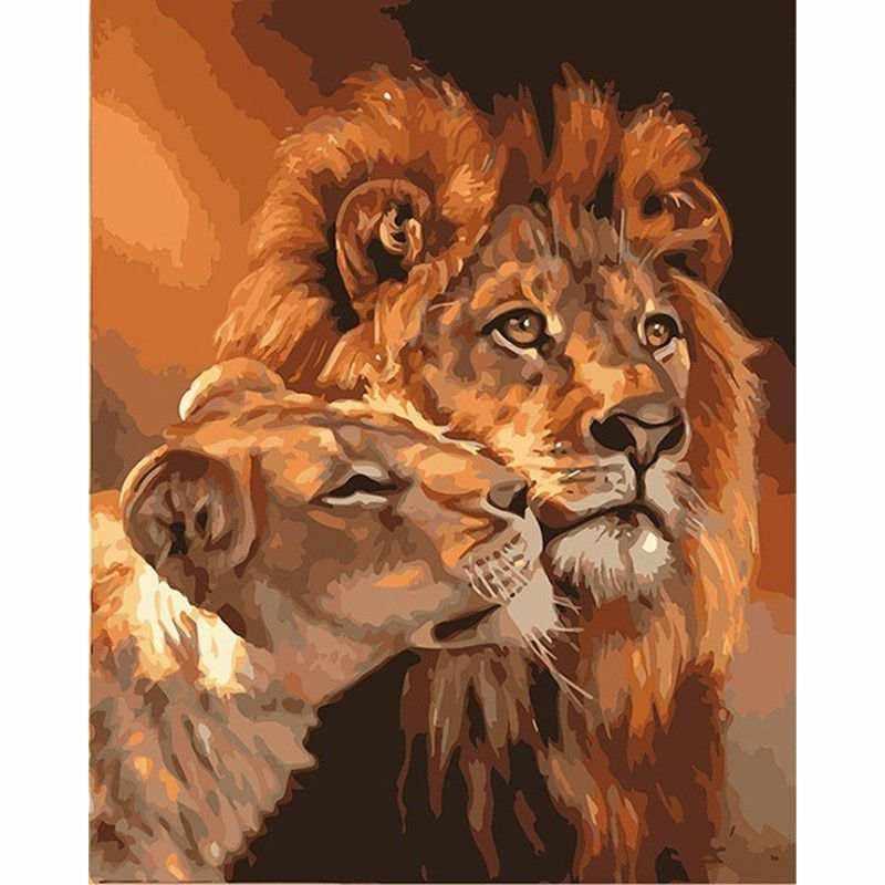 Lion Couple Paint by Numbers for adults