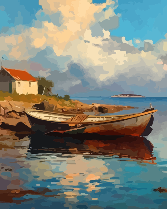 Coastal Cottage and Boat Paint by Numbers for Adults by Paintarthub
