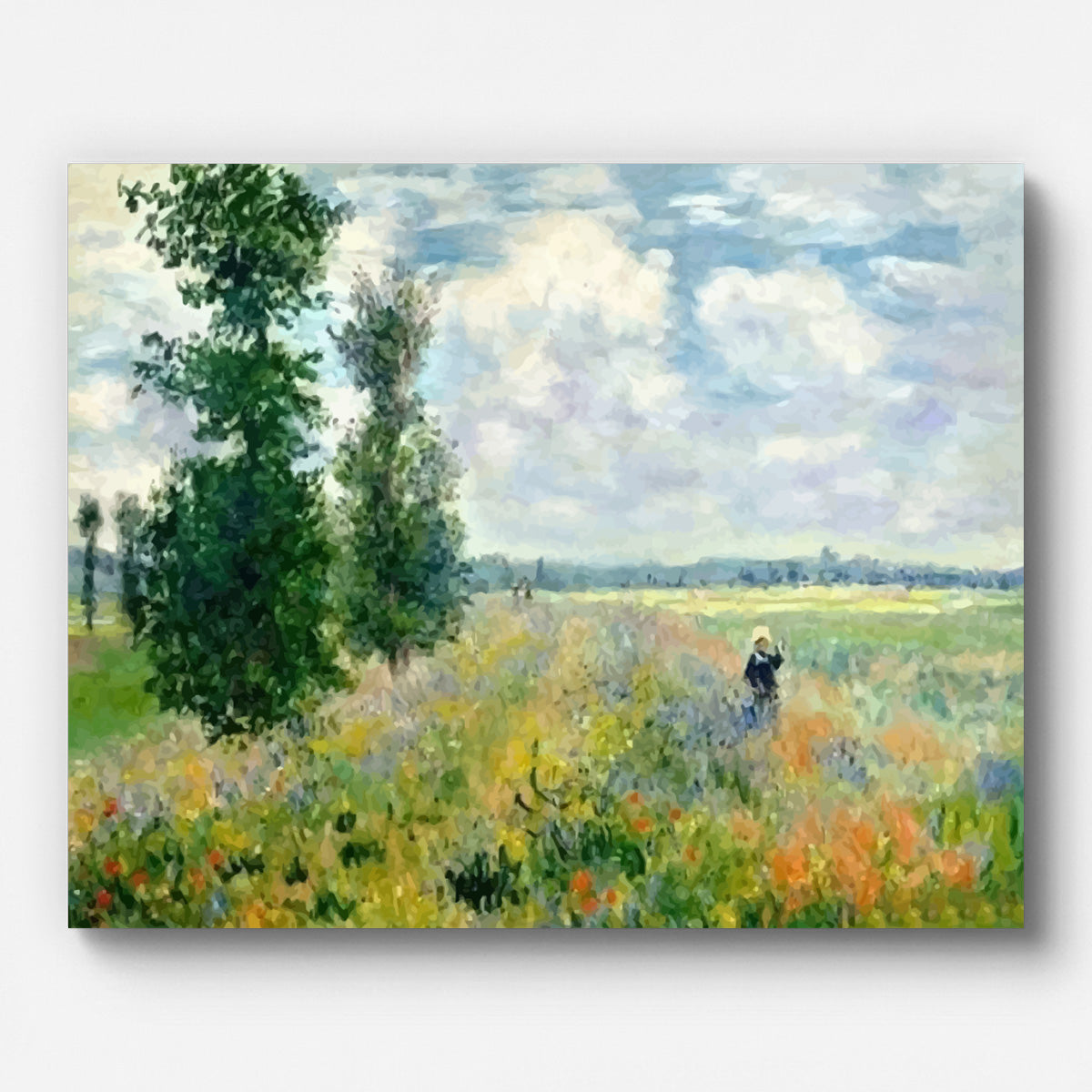 Monet Poppy Fields near Argenteuil Paint by Numbers shown on a stretched canvas