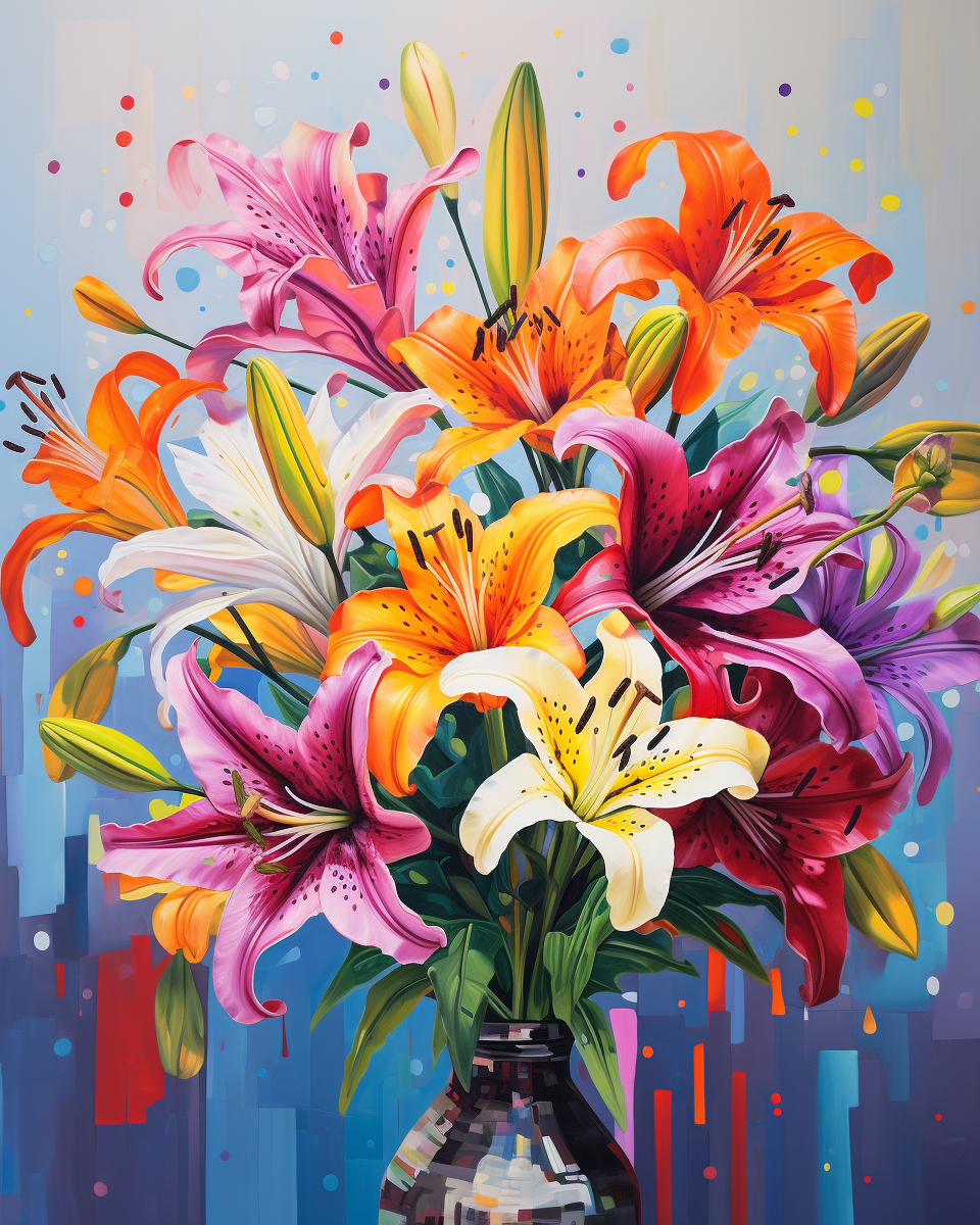 Multi-colored Lilies Paint by Number Free Shipping - Paintarthub