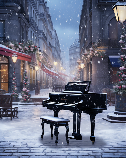 Piano on The Winter Street Paint by Number Free Shipping - Paintarthub