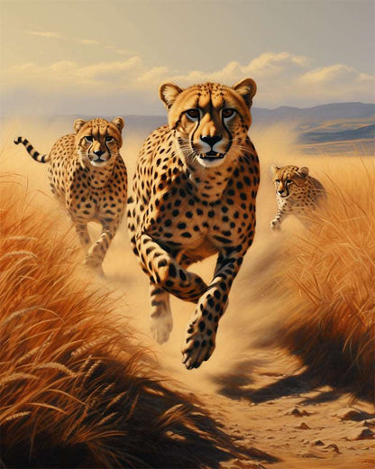 Running Cheetah Paint by Numbers Free Shipping - Paintarthub