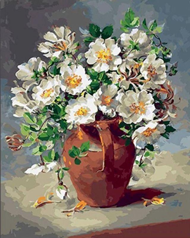 Rustic White Flower Bouquet Paint by Numbers for adults