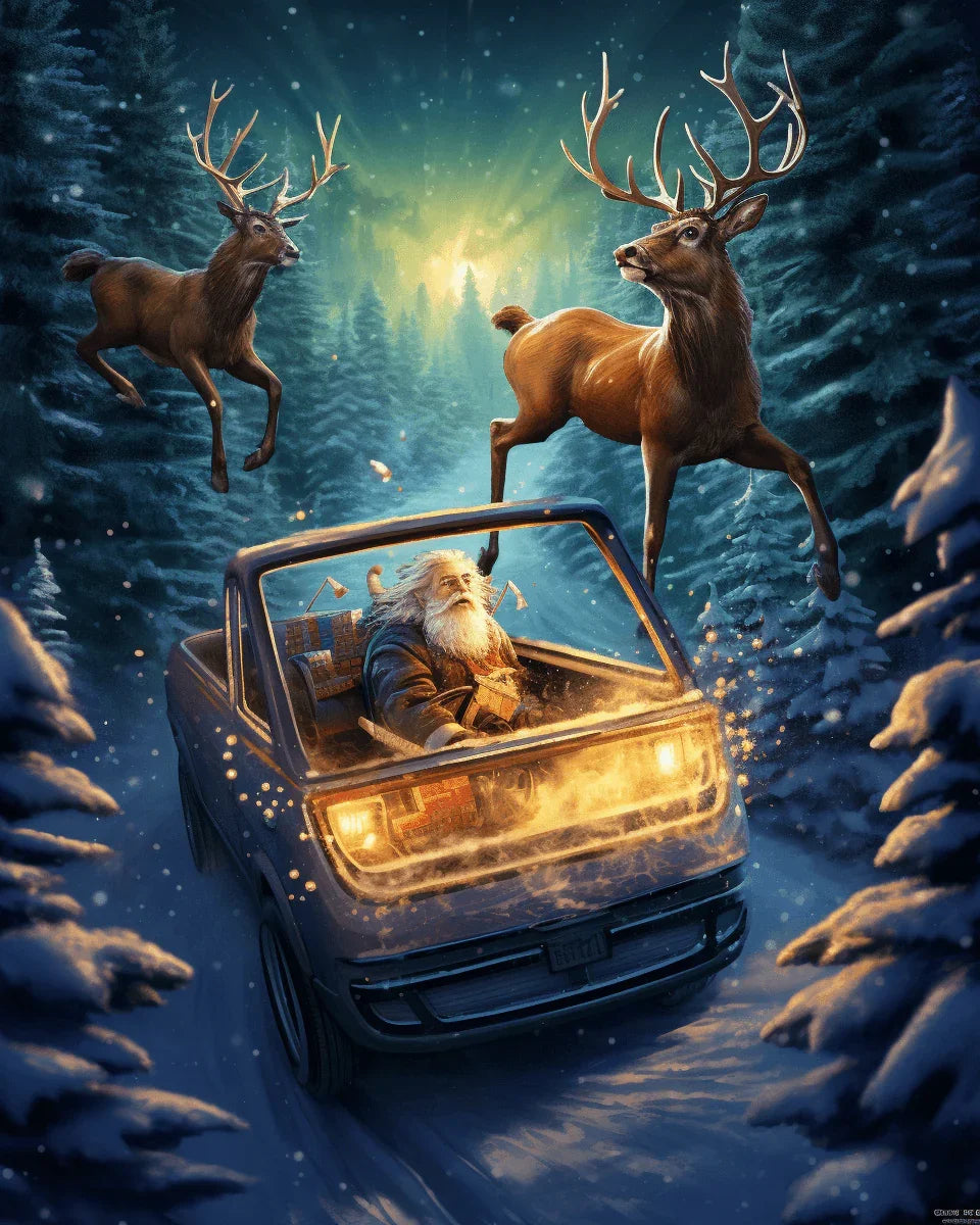 Santa Claus Christmas Car Paint by Numbers