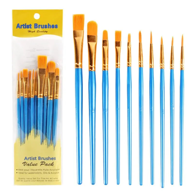 Set of 10 High Quality Nylon Brushes Free Shipping - Paintarthub