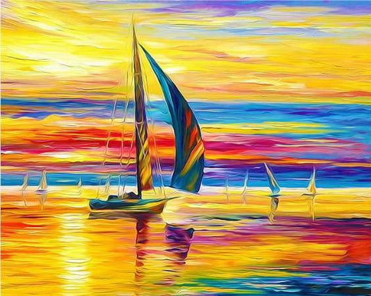 Sunset and Sailboat Paint by Numbers