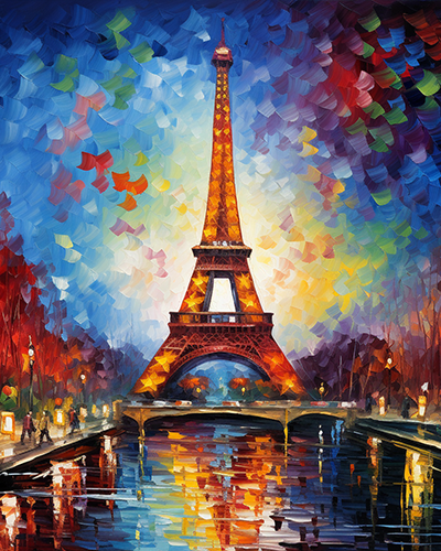 The Eiffel Tower at Night DE Free Shipping - Paintarthub