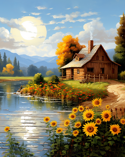 The Riverside Cabin Free Shipping - Paintarthub