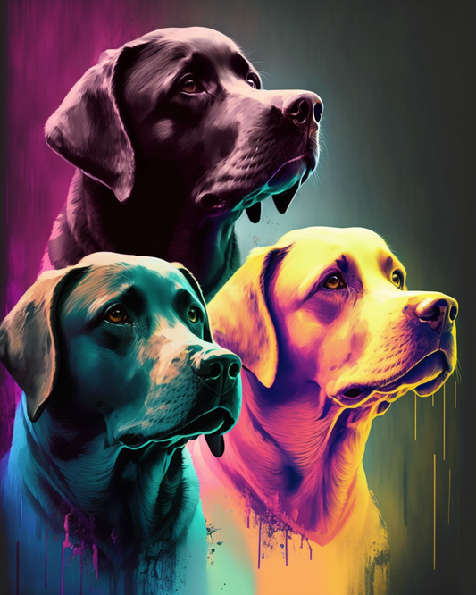 Three Labrados Paint by Number Free Shipping - Paintarthub