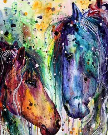 Two Horses Colors Paint by Number Free Shipping - Paintarthub