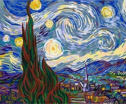 Van Gogh Starry Night Paint by Numbers Free Shipping - Paintarthub