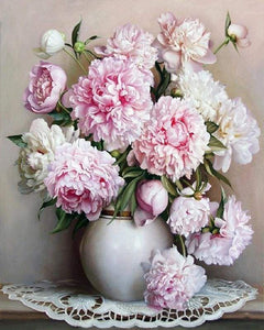 Vase of Peonies Paint by Number Free Shipping - Paintarthub