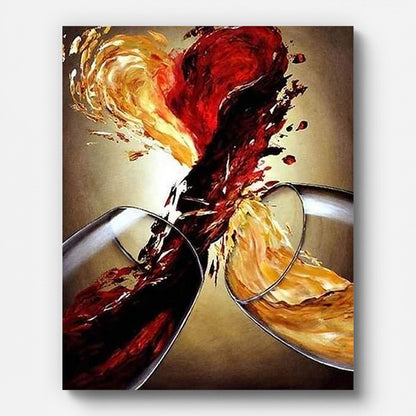 Wine Glasses Paint by Numbers shown on a stretched canvas