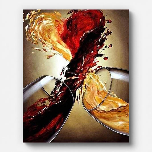 Wine Glasses Paint by Numbers shown on a stretched canvas