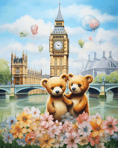 Winnie l’ourson au bord de la rivière – peinture par numéros pour adultes