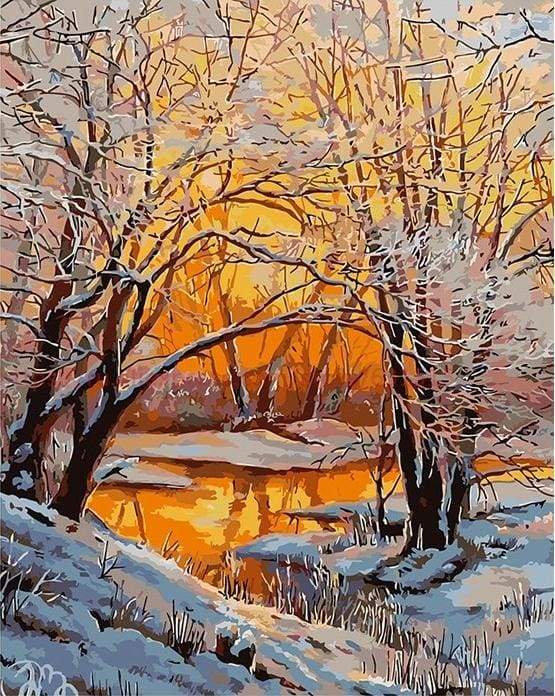 Winter Forest Paint by Number Free Shipping - Paintarthub