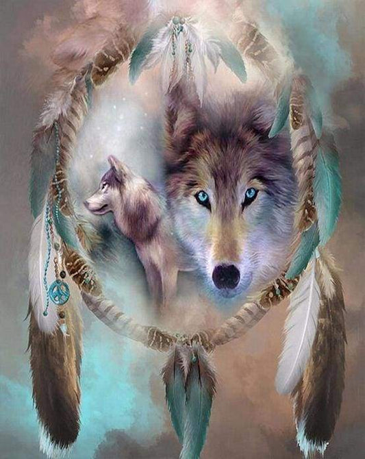 Wolves and Feathers Paint by Number Free Shipping - Paintarthub