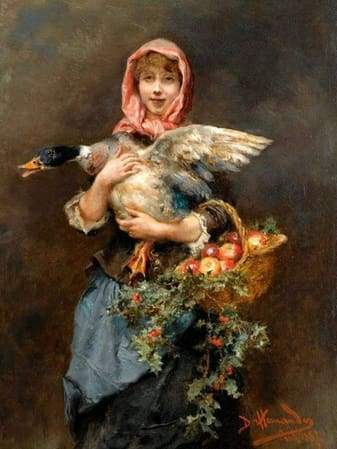 Woman and Duck Free Shipping - Paintarthub