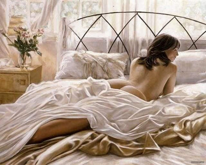 Woman in Bed in the Early Morning Paint by Numbers for adults