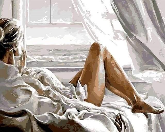 Woman Resting by the Window Paint by Numbers for adults