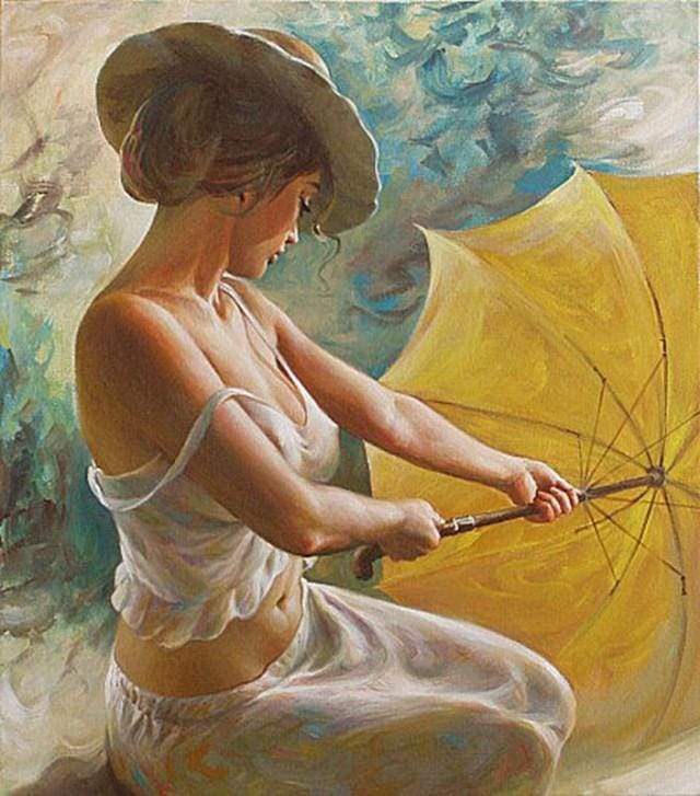 Woman with Umbrella Paint by Number Free Shipping - Paintarthub