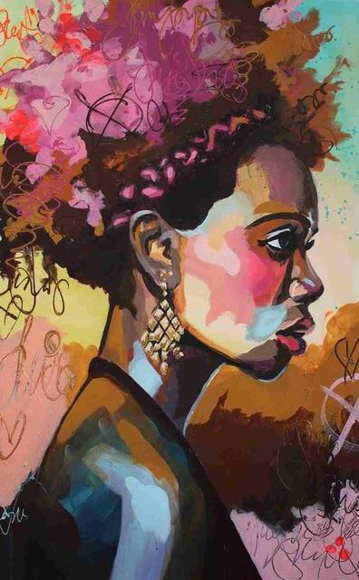 Young African Woman Paint by Numbers Free Shipping - Paintarthub