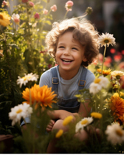 Young Boy in the Flower Garden Paint by Numbers Free Shipping - Paintarthub